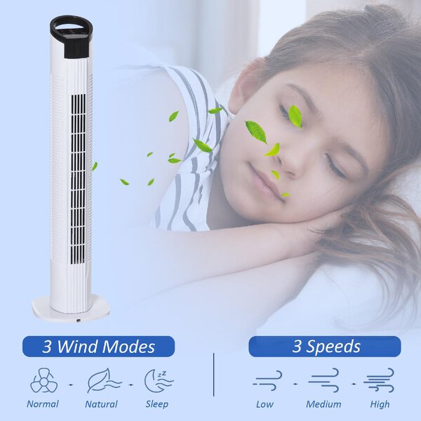 DecHome Ventilatore a Colonna Torre senza Pale Telecomando Oscillazione 3 Funzioni 3 Velocit - D24517V95