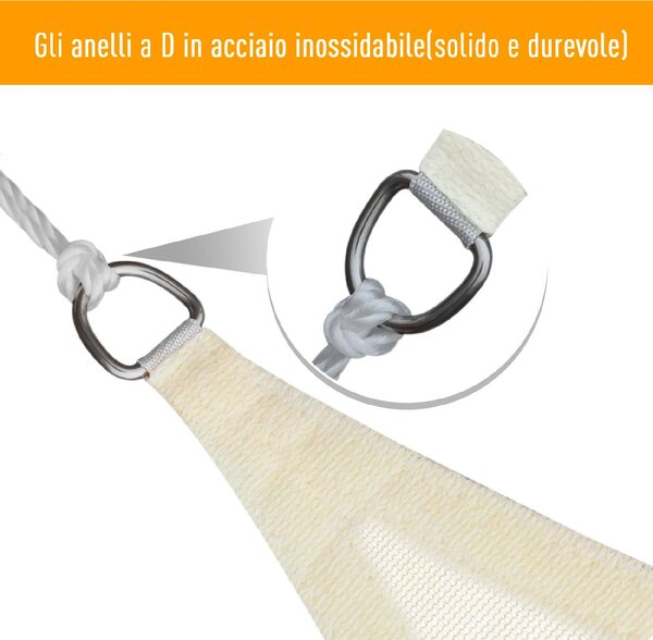 VivaGarden Vela Ombreggiante Triangolare 4x4x4 mt in HDPE colore Crema