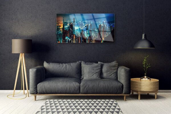Quadro in vetro Case di città 100x50 cm 2 appendini