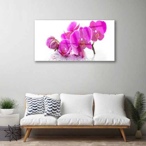 Quadro vetro Fiori di viola del pensiero 100x50 cm 2 appendini