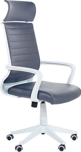 BELIANI Sedia da ufficio in ecopelle grigia girevole regolabile in altezza con ruote ufficio moderno ergonomico