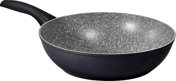 Aeternum Wok Padella Antiaderente Induzione in Alluminio Saltapasta 26 cm Rivestimento interno Petravera Plus Black Pearl Induction