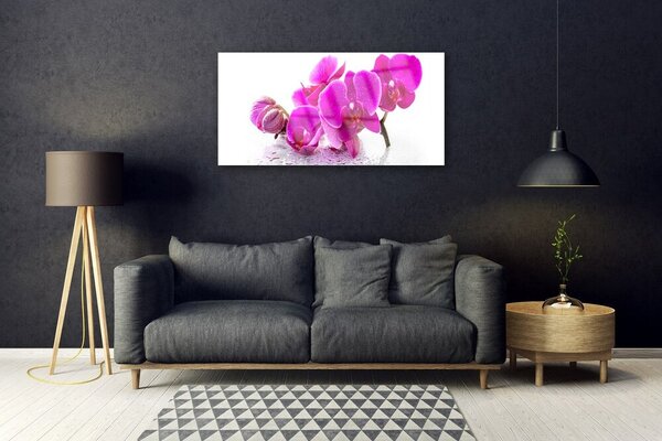 Quadro vetro Fiori di viola del pensiero 100x50 cm 2 appendini