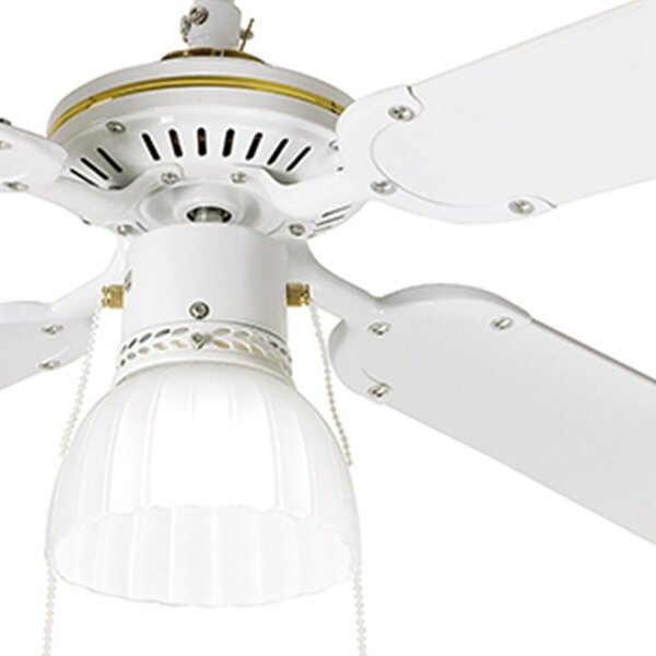 Perenz Ventilatore da Soffitto con Luce Lampadario Ventilatore 4 Pale Diametro 105 cm 3 Velocit - 7064 B Linea Classica