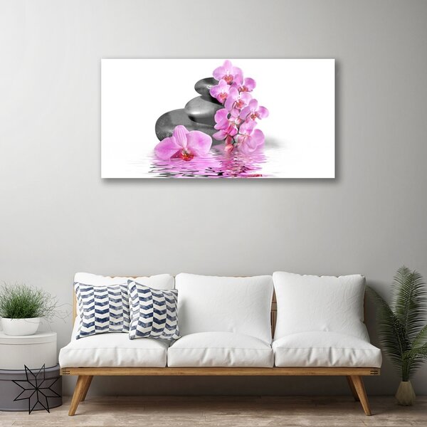 Quadro su vetro Pietre di fiori bellissimi 100x50 cm 2 appendini