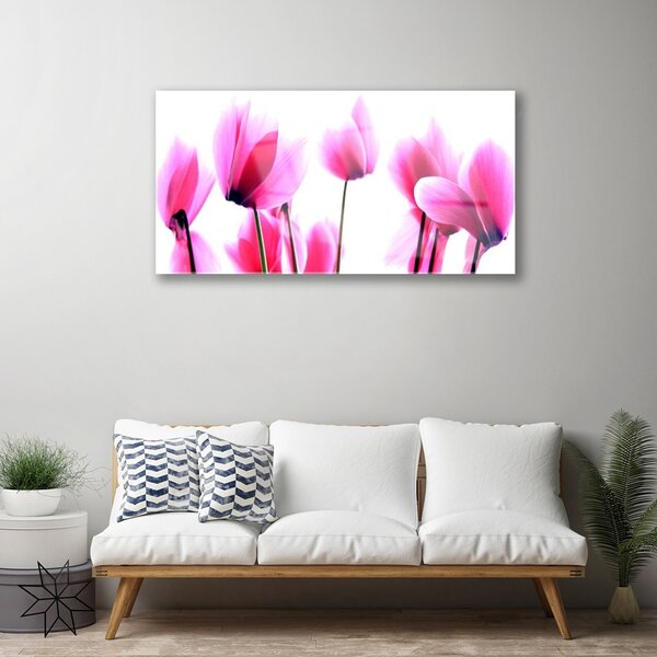 Quadro in vetro Pianta di fiori 100x50 cm 2 appendini