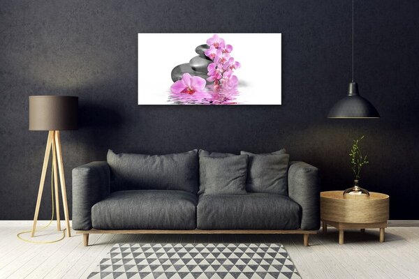 Quadro su vetro Pietre di fiori bellissimi 100x50 cm 2 appendini