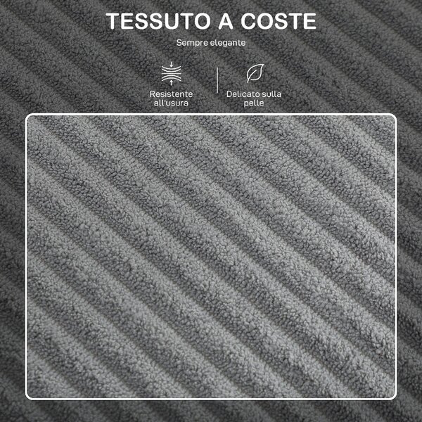DecHome Divano 3 Posti Moderno con Penisola Contenitore in Tessuto Velluto Dimensioni 196x139x85 cm colore Grigio Chiaro
