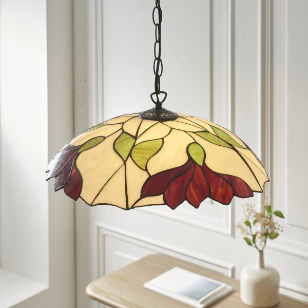Endon 112246 - Lampadario a sospensione con catena Tiffany BOTANICA 1xE27/60W/230V diam. 45 cm