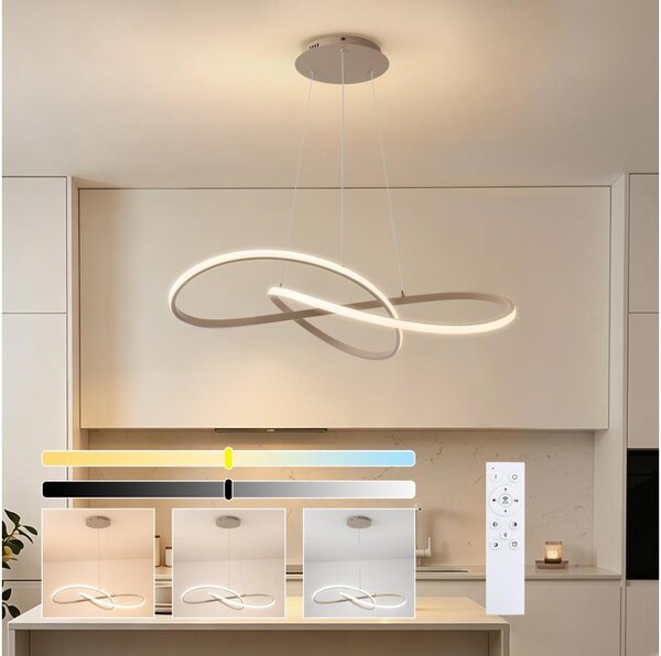 Brilagi - LED dimmerabile, lampadario a sospensione con cavo INFINITY LED/80W/230V 80x80 cm beige + telecomando
