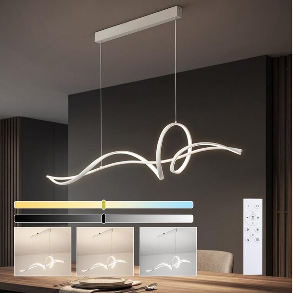 Brilagi - Lampada LED dimmerabile a sospensione su cavo SIGNATURE LED/55W/230V 120x23 cm bianca + telecomando