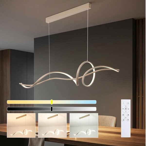 Brilagi - lampadario LED dimmerabile a sospensione con cavo SIGNATURE LED/55W/230V 120x23 cm beige + telecomando
