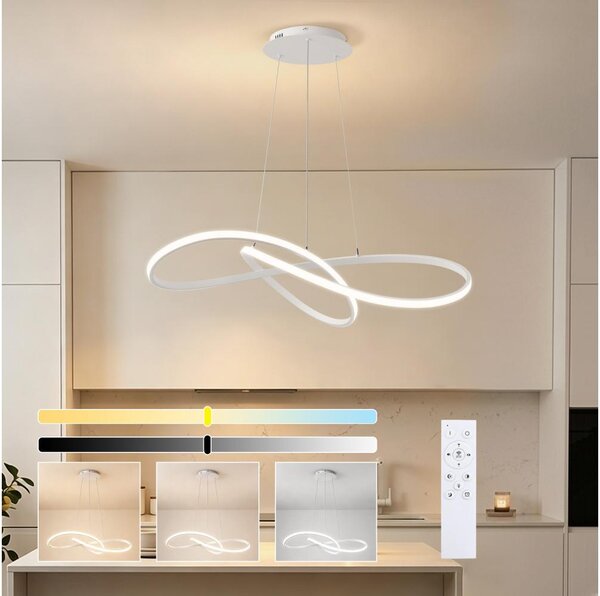 Brilagi - Lampadario LED dimmerabile INFINITY, sospeso con cavi, LED/80W/230V 80x80 cm bianco + telecomando