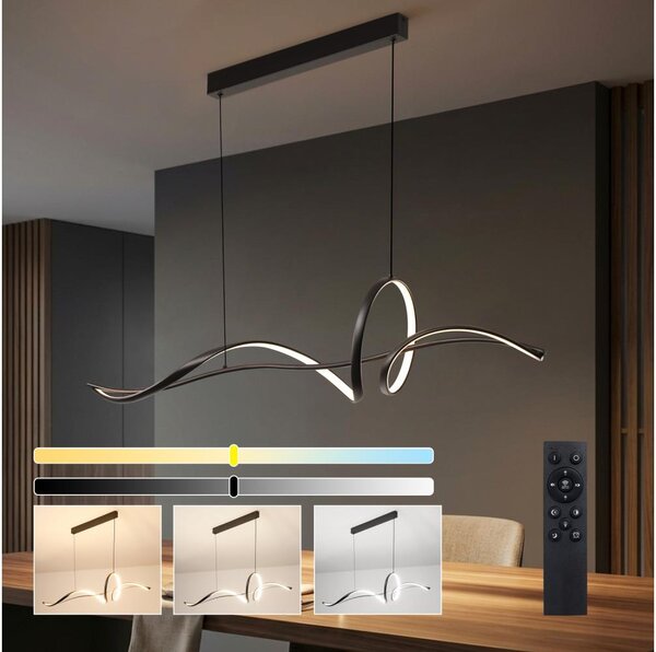 Brilagi - Lampadario LED dimmerabile a sospensione su cavo SIGNATURE LED/55W/230V 120x23 cm nero + telecomando
