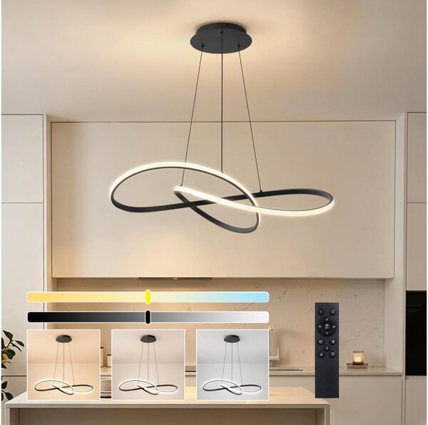 Brilagi - Lampadario a sospensione dimmerabile INFINITY LED/80W/230V 80x80 cm nero + telecomando