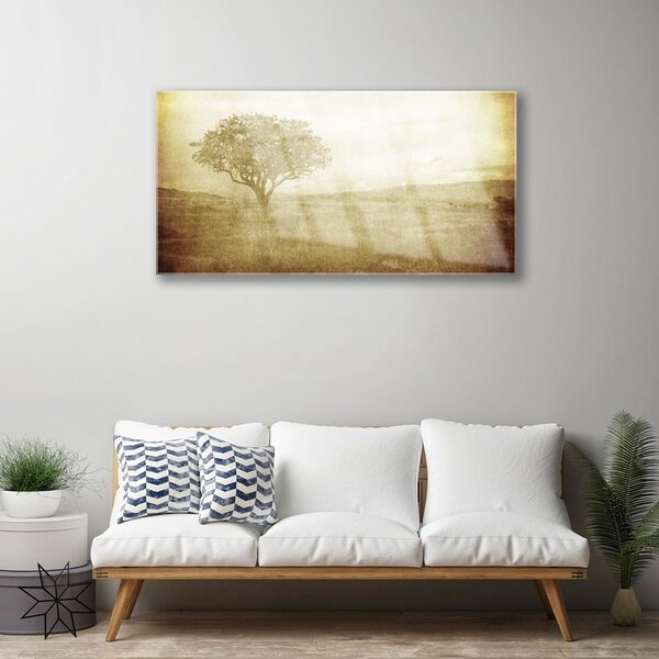 Quadro in vetro Albero della natura 100x50 cm 2 appendini