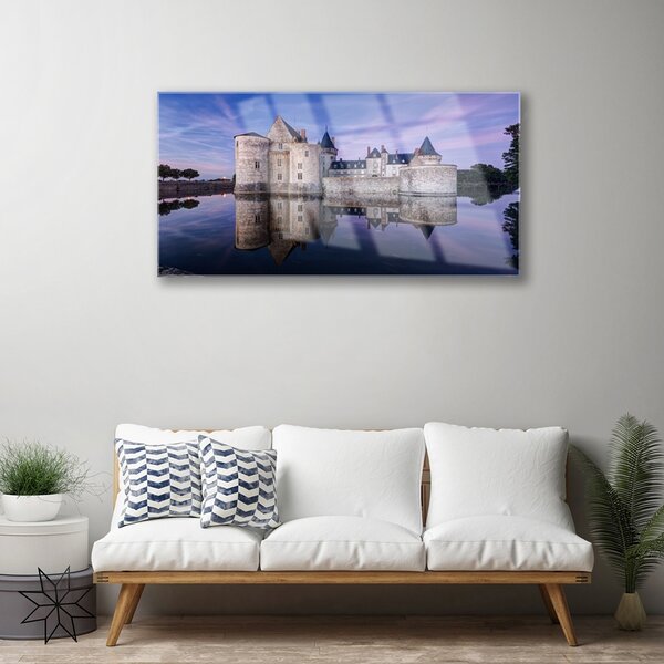 Quadro vetro Architettura del castello d'acqua 100x50 cm 2 appendini