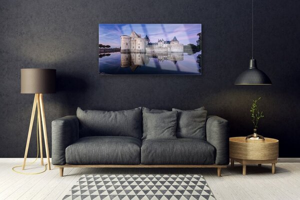 Quadro vetro Architettura del castello d'acqua 100x50 cm 2 appendini