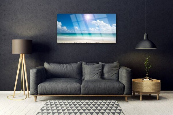 Quadro vetro Mare spiaggia sole paesaggio 100x50 cm 2 appendini