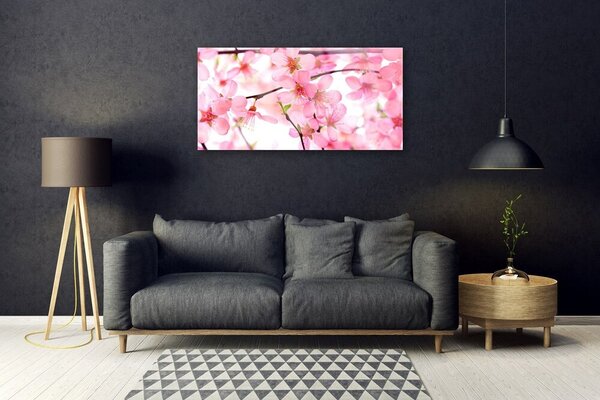 Quadro in vetro Pianta di fiori 100x50 cm 2 appendini