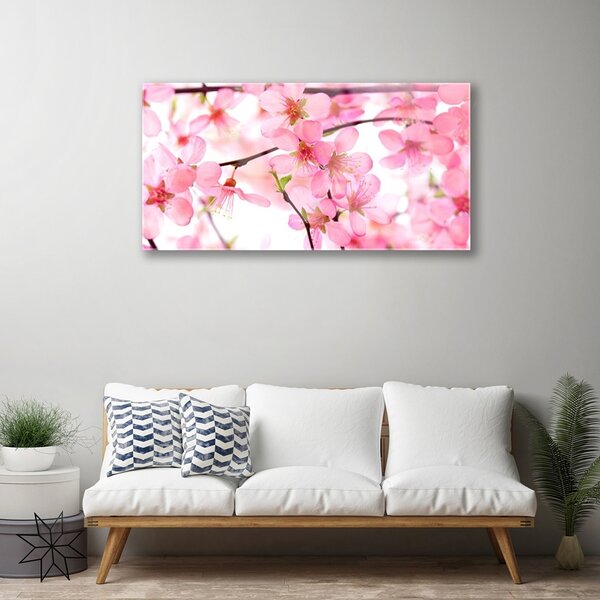 Quadro in vetro Pianta di fiori 100x50 cm 2 appendini