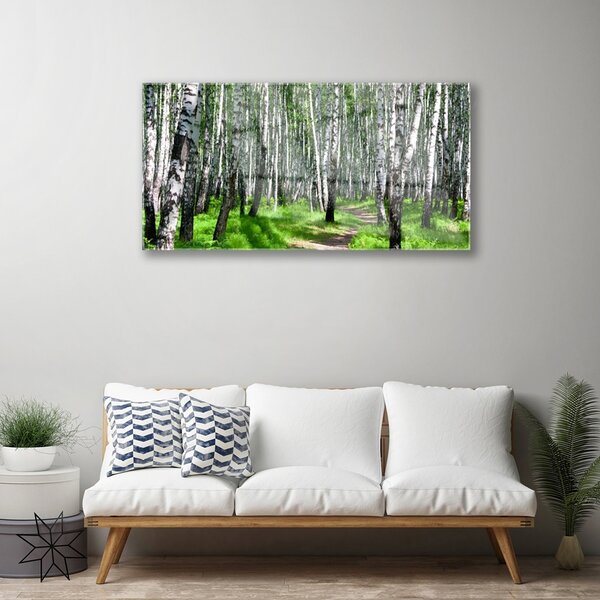 Quadro vetro Alberi Erba Natura 100x50 cm 2 appendini