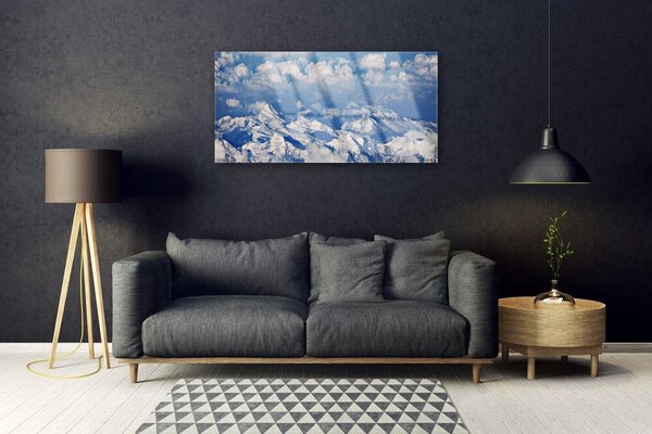 Quadro in vetro Paesaggio della montagna di nuvole 100x50 cm 2 appendini