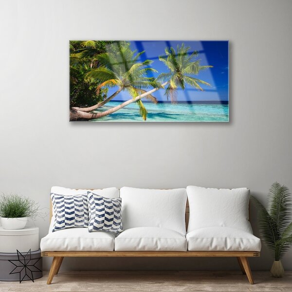 Quadro in vetro Palm Tree Sea Landscape 100x50 cm 2 appendini