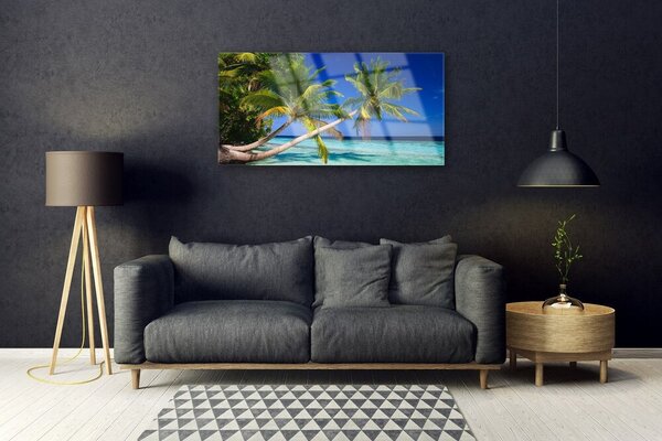 Quadro in vetro Palm Tree Sea Landscape 100x50 cm 2 appendini