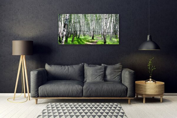Quadro vetro Alberi Erba Natura 100x50 cm 2 appendini