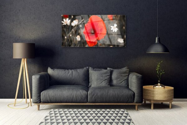 Quadro in vetro Pianta di fiori 100x50 cm 2 appendini