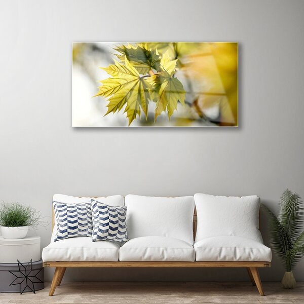 Quadro vetro Foglie Impianto 100x50 cm 2 appendini