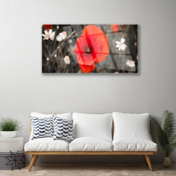 Quadro in vetro Pianta di fiori 100x50 cm 2 appendini