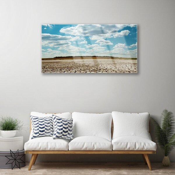 Quadro vetro Sabbia per paesaggi del deserto 100x50 cm 2 appendini