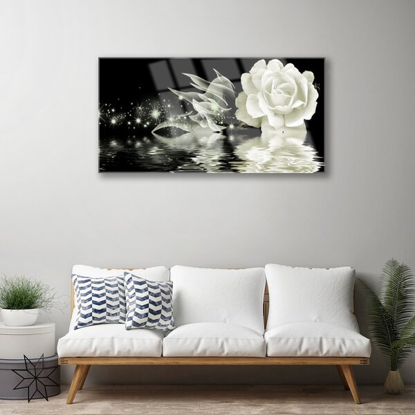 Quadro in vetro Pianta di fiori di rosa 100x50 cm 2 appendini