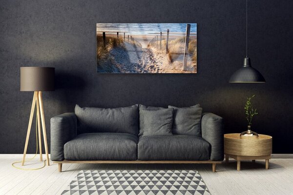 Quadro in vetro sentiero Paesaggio marino 100x50 cm 2 appendini