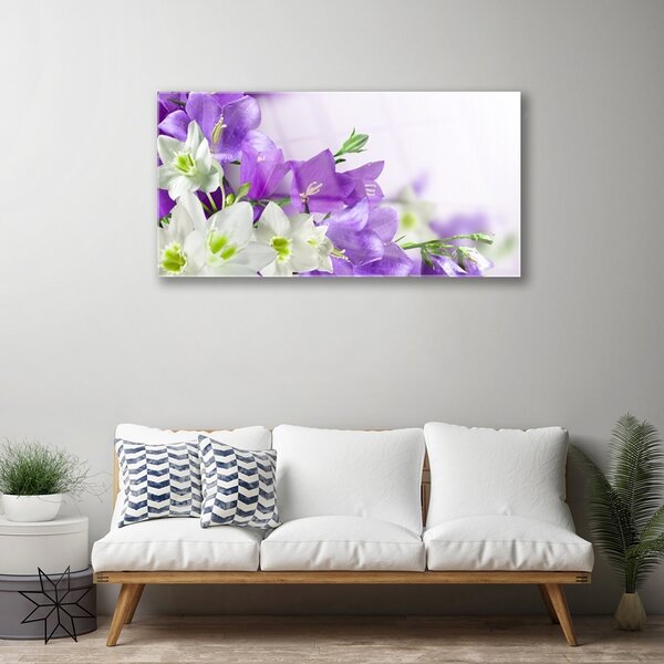 Quadro in vetro Pianta di fiori 100x50 cm 2 appendini