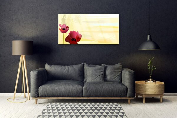 Quadro di vetro Pianta di fiori 100x50 cm 2 appendini