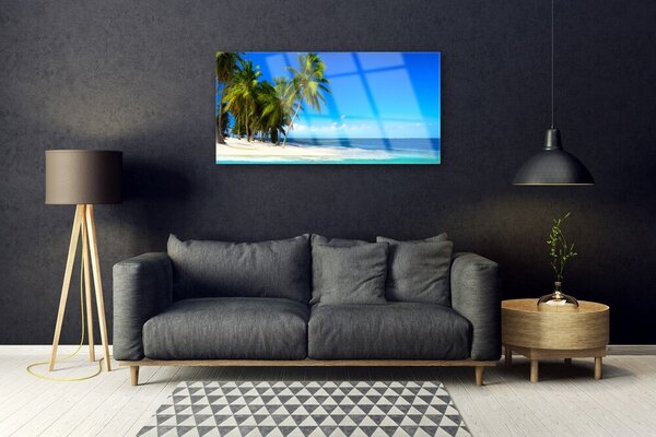 Quadro vetro Palm Tree Sea Landscape 100x50 cm 2 appendini