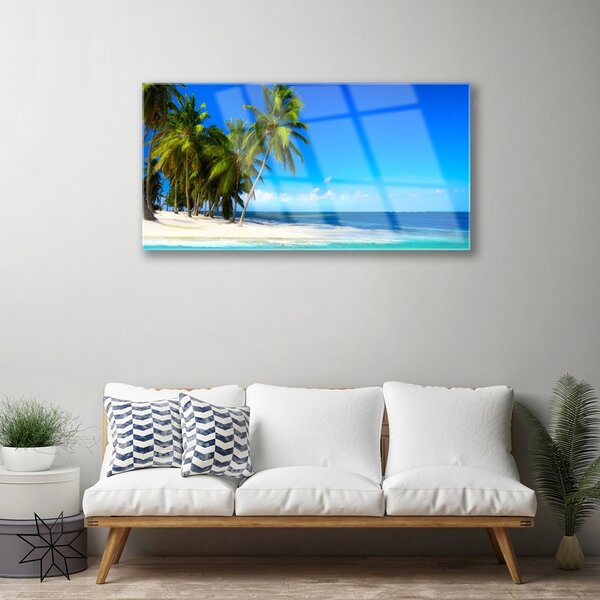 Quadro vetro Palm Tree Sea Landscape 100x50 cm 2 appendini