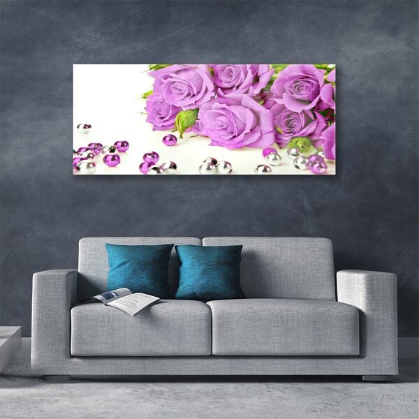 Quadro vetro Fiori di rose 100x50 cm 2 appendini