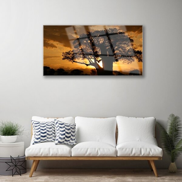 Quadro in vetro Albero della natura 100x50 cm 2 appendini