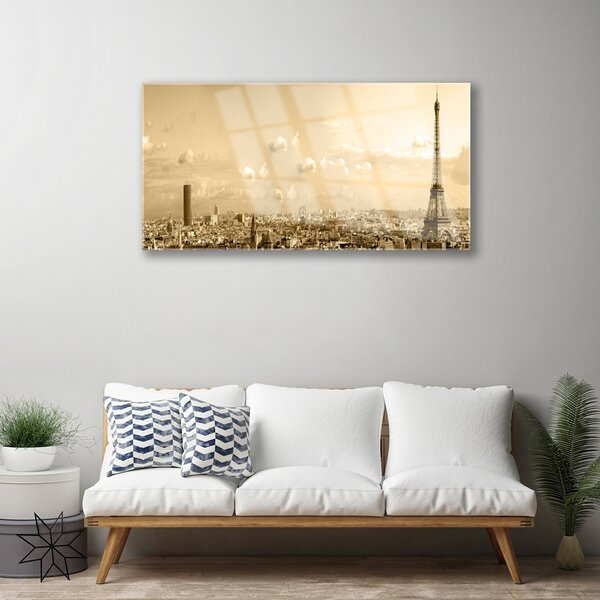 Quadro in vetro Case di città 100x50 cm 2 appendini