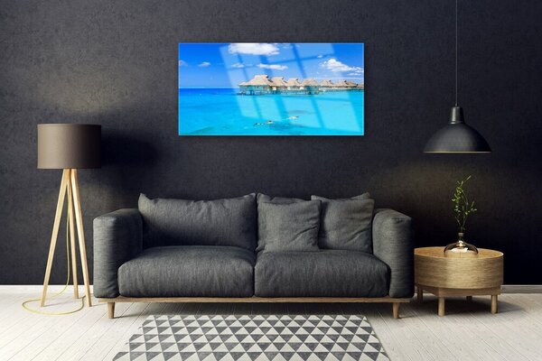 Quadro vetro Mare Architettura Acqua 100x50 cm 2 appendini