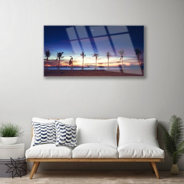 Quadro su vetro Palm Tree Sea Landscape 100x50 cm 2 appendini