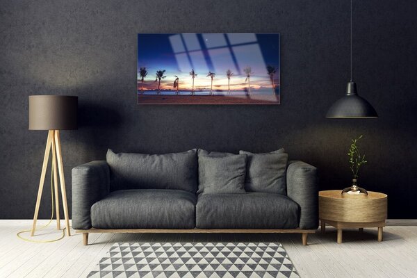 Quadro su vetro Palm Tree Sea Landscape 100x50 cm 2 appendini
