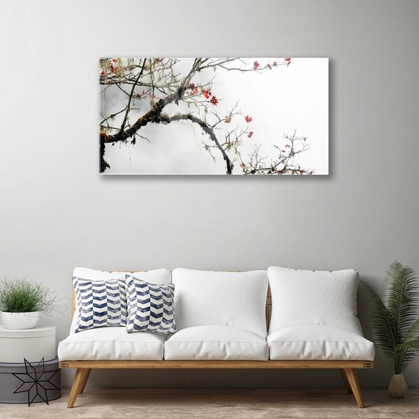 Quadro in vetro Ramo Impianto Naturale 100x50 cm 2 appendini
