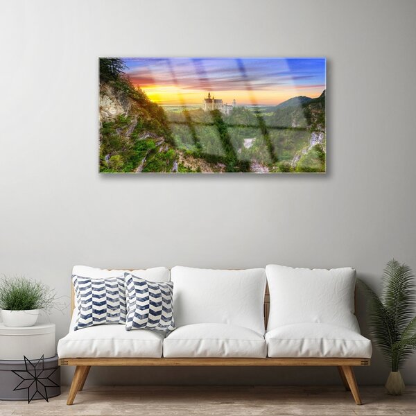 Quadro su vetro Paesaggio montano 100x50 cm 2 appendini