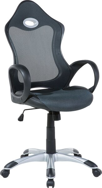 BELIANI Sedia da ufficio grigia con funzione di dondolo Sedia da ufficio con rivestimento in rete traspirante Design moderno e confortevole