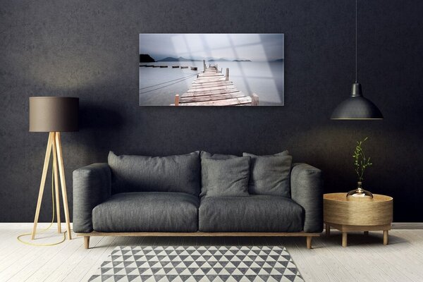 Quadro in vetro Architettura del mare a ponte 100x50 cm 2 appendini